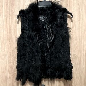 black Fox and rabbit knitted fur west, size M